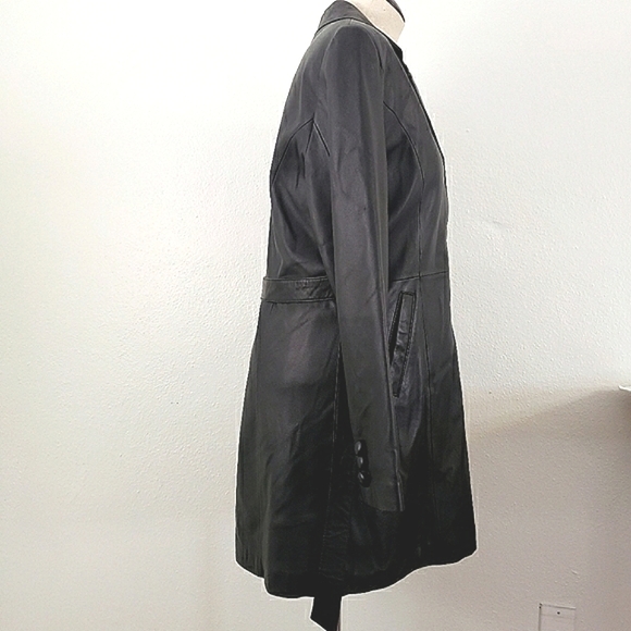 EXIT USA Genuine Leather Button Front Jacket Coat Large - Picture 4 of 12